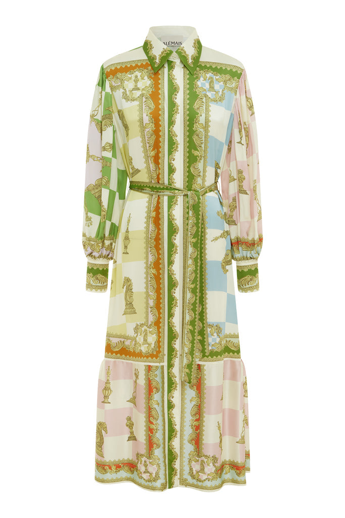 CHECKMATE SILK SHIRTDRESS