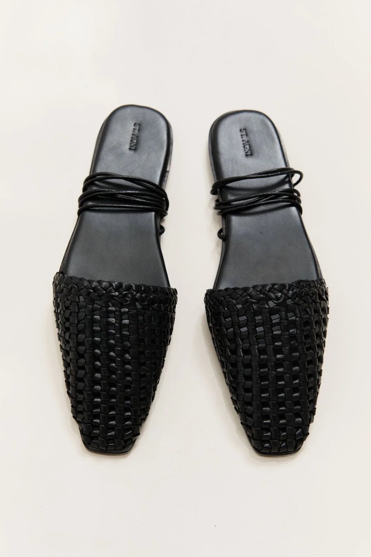 Macrame Mesh Tie Up Sandals Black