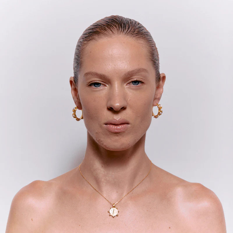 BELLARIA HOOPS IN PEARL - 18K GOLD PLATED