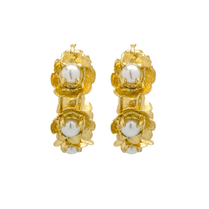 BELLARIA HOOPS IN PEARL - 18K GOLD PLATED
