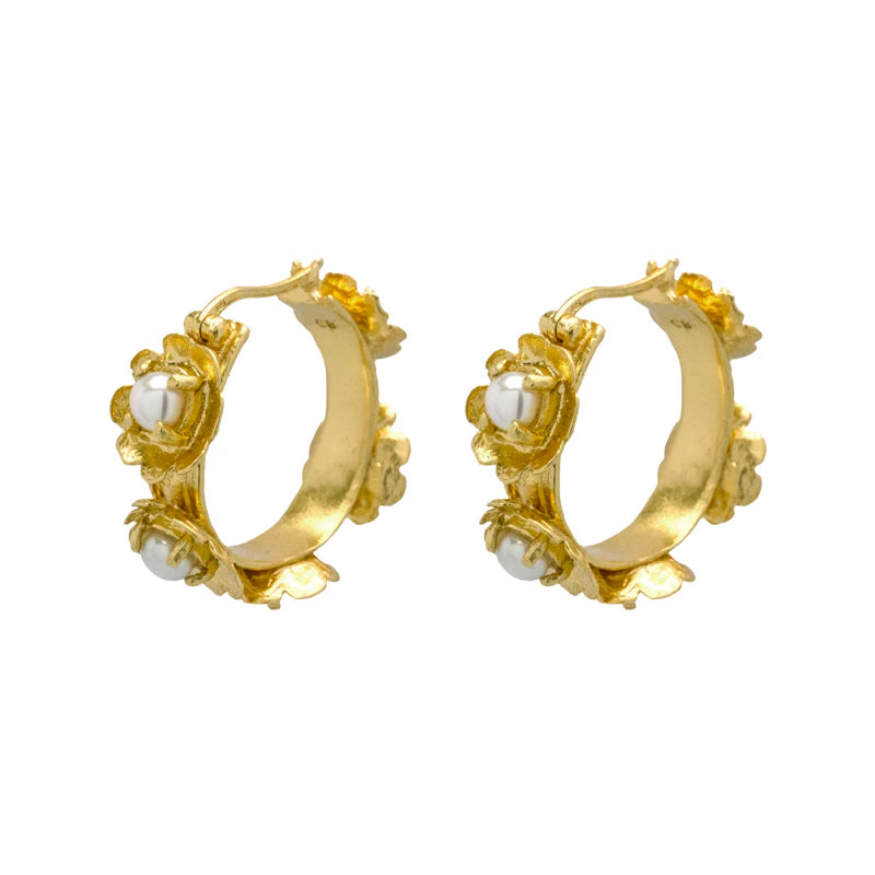 BELLARIA HOOPS IN PEARL - 18K GOLD PLATED