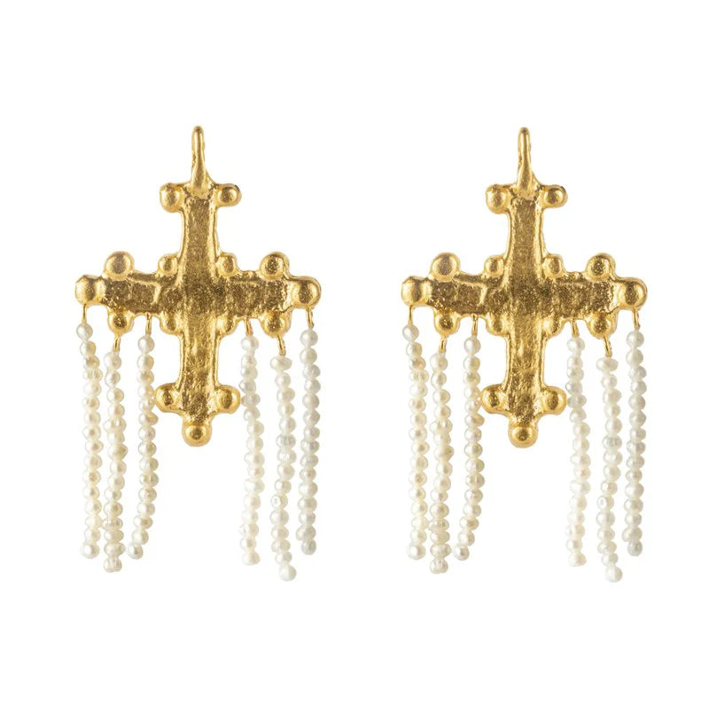 CROTALIA CRUCIFIX EARRINGS - 18K GOLD PLATED