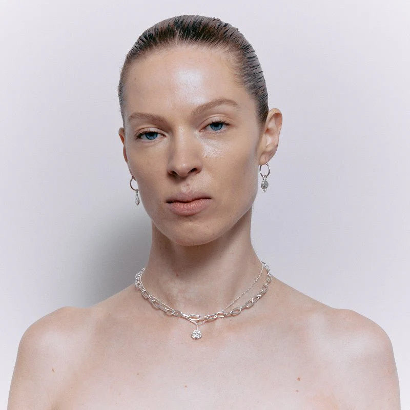 GORGONEION LION HOOPS - STERLING SILVER