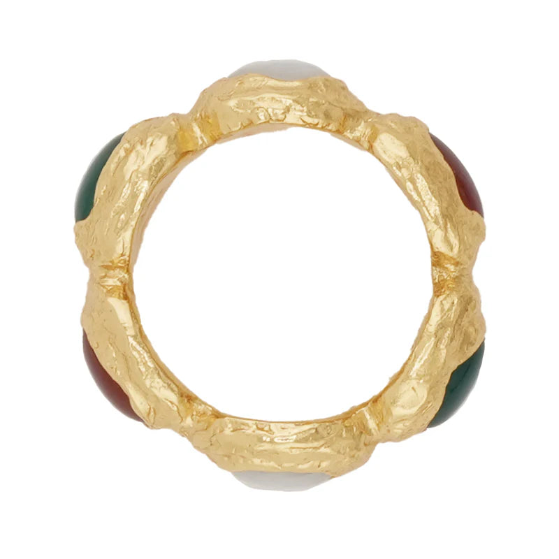 TEMPUS RING WITH AGATE - 18K GOLD PLATED