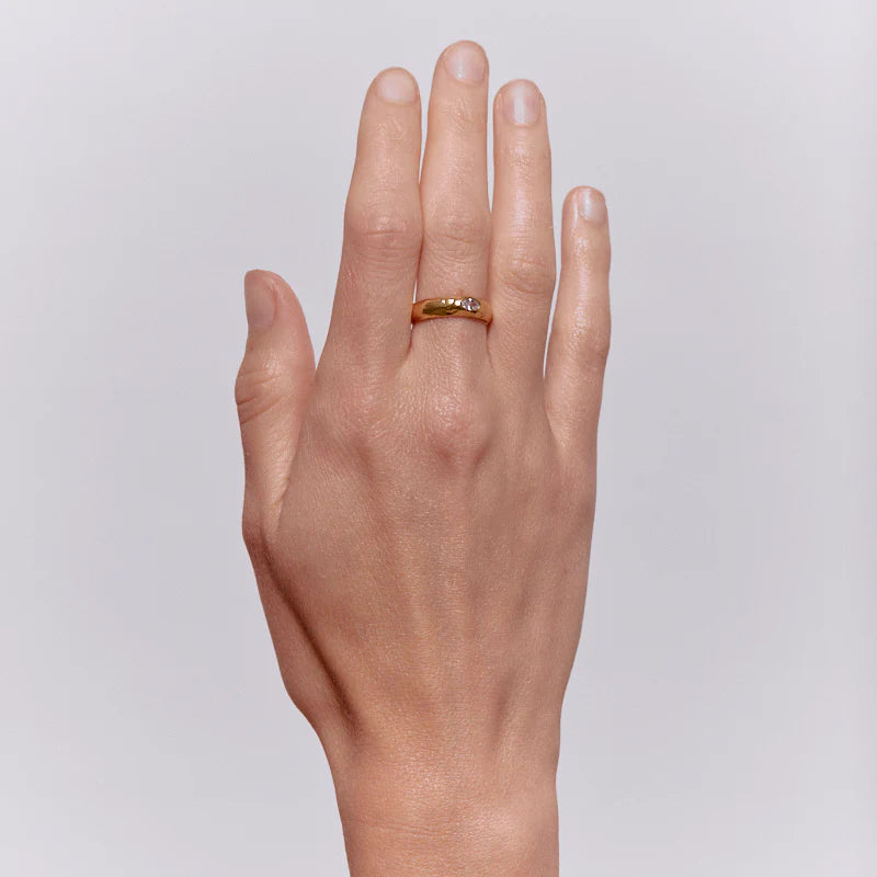 TRISMOSIN RING WITH ZIRCON - 18K GOLD PLATED