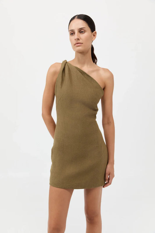 Twisted linen mini dress