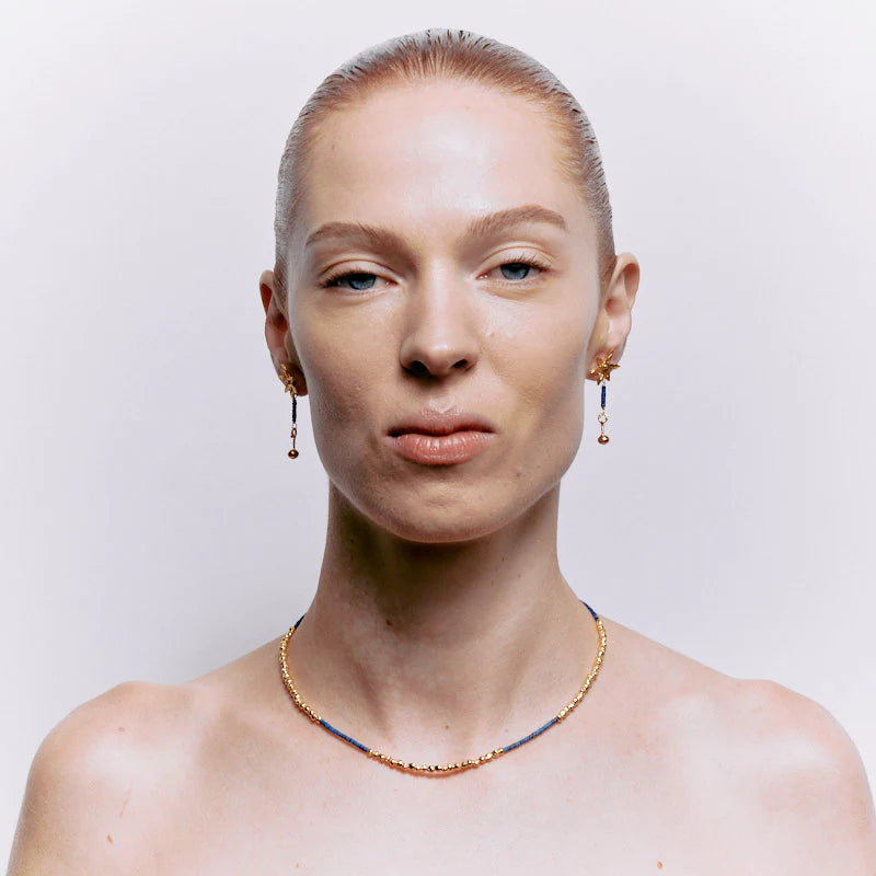 VITTORIA EARRINGS WITH LAPIS LAZULI - 18K GOLD PLATED