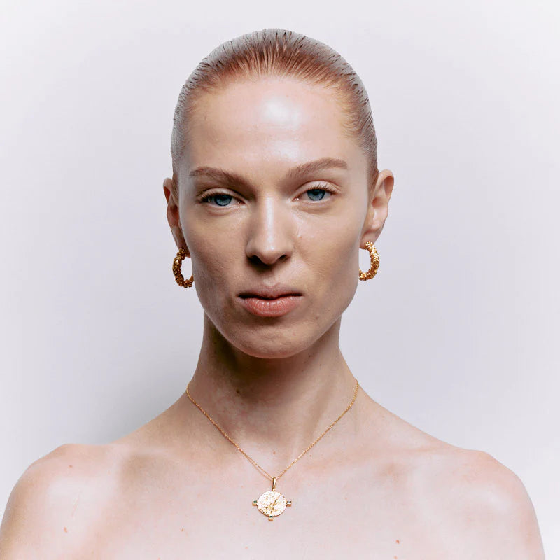 BYZANTINE VENICE DOMINO CONTRARINI MEDALLION WITH THREE EMERALDS - 18K GOLD PLATED