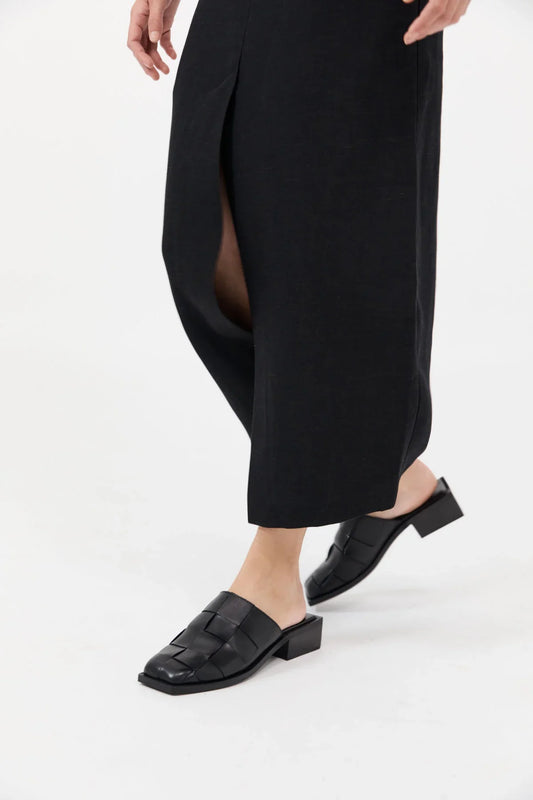 Woven Mules -Black