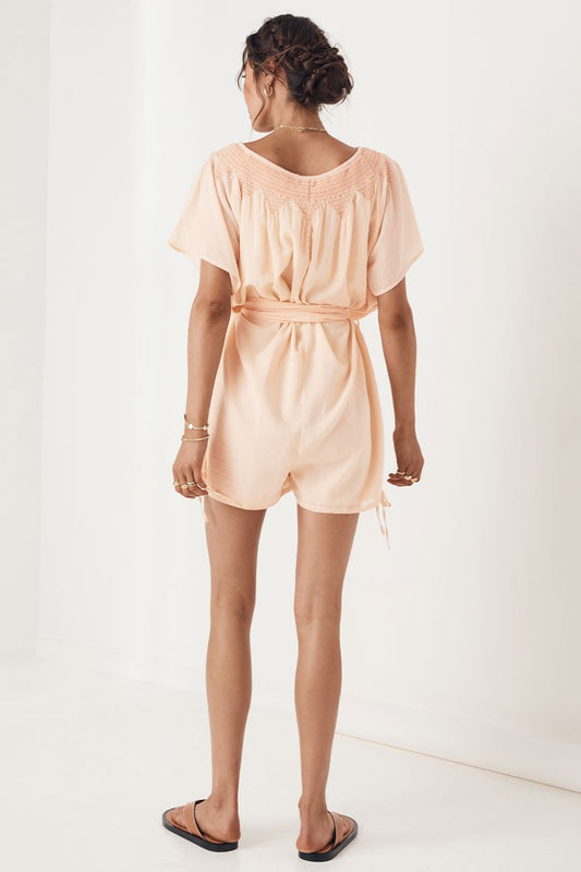 Amira Smock Romper - Apricot