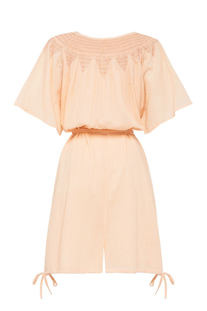 Amira Smock Romper - Apricot