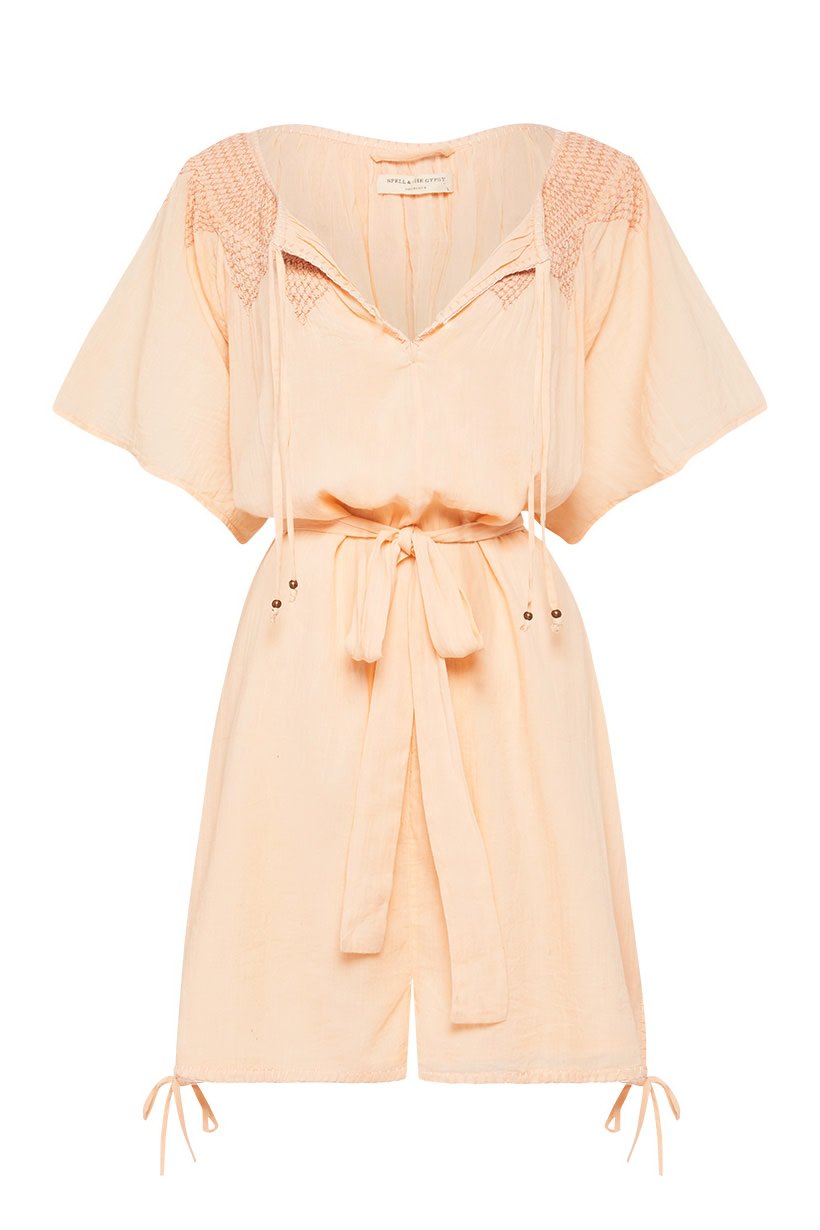 Amira Smock Romper - Apricot