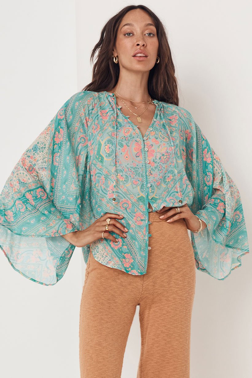 Farrah Blouse - Aqua