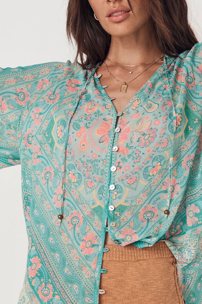 Farrah Blouse - Aqua