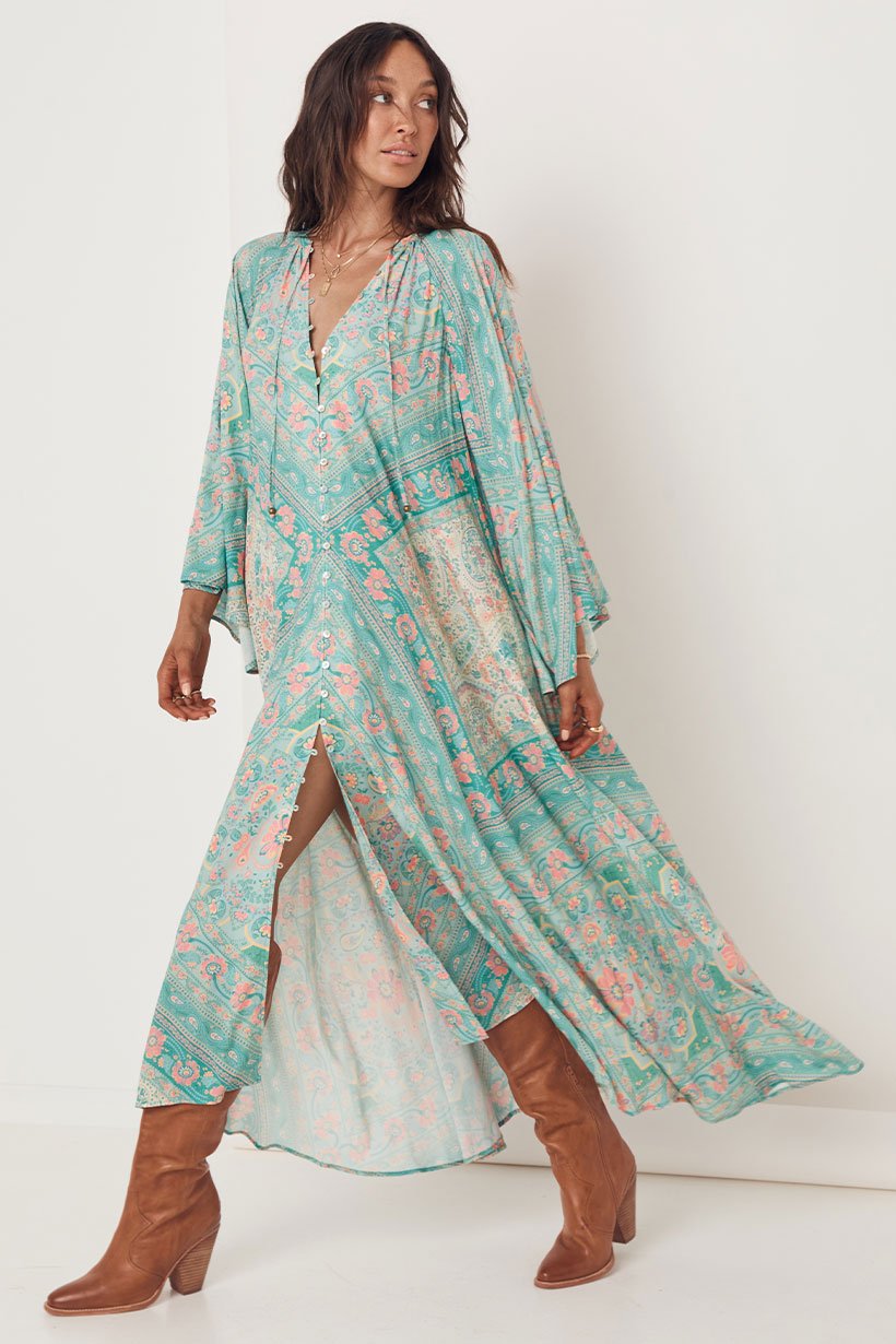 Farrah Half Moon Gown - Aqua